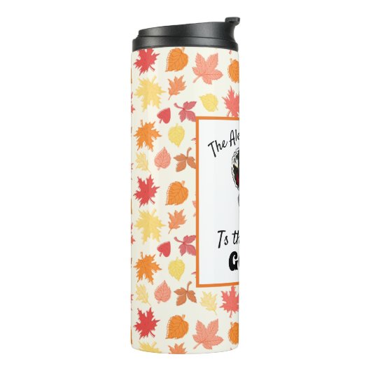 Custom Erntedank Truthahn Foto Saison zu gobben Thermosbecher (Nach links gedreht)