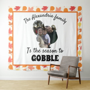 Custom Erntedank Truthahn Foto Saison zu gobben Wandteppich
