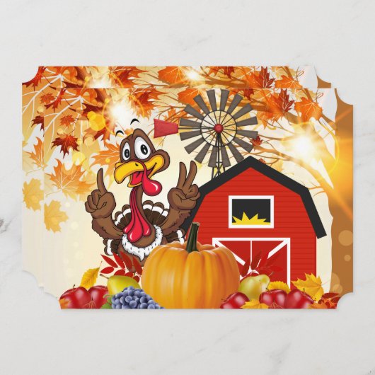 Custom Erntedank Turkey Invite Holiday Card Einladung (Vorne/Hinten)