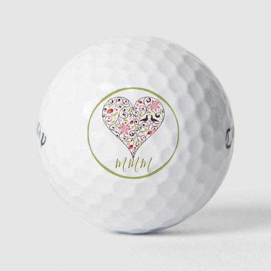 CUSTOM ERSTE GOLFBALL MIT SCANDINAVIANISCHEM HERZ (Vorderseite)