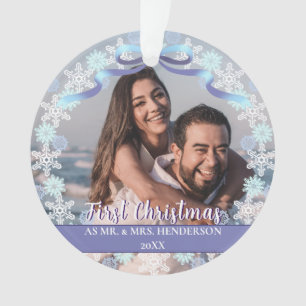 Custom Erste Verheiratete Weihnachtsschneeflocken  Ornament