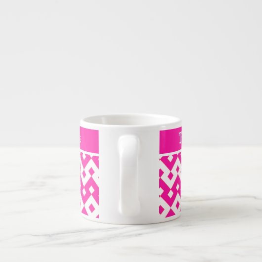 Custom Espresso Tasse, Candy Pink Geometric Espressotasse (Rückseite)