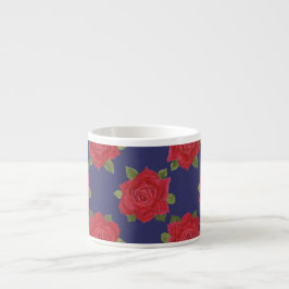Custom Espresso Tasse, Rote Rosen auf Midnight Blu Espressotasse