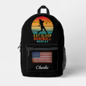 CUSTOM ESSEN SLEEP BASEBALL WIEDERHOLUNGSSPORTARTE BEDRUCKTER RUCKSACK (Vorderseite)