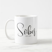 Custom Est Sober Calligraphy Schwarz-weiß Kaffeetasse (Links)