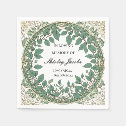 Custom Eucalyptus Funeral – Elegant Memorial Serviette (Vorderseite)