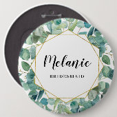 Custom Eucalyptus Gold Bridesmaid Bevorzugung Button (Vorne & Hinten)