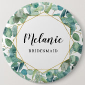 Custom Eucalyptus Gold Bridesmaid Bevorzugung Button (Vorderseite)