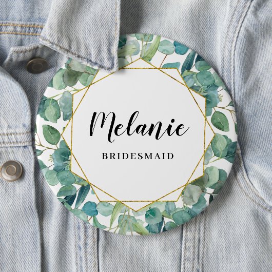 Custom Eucalyptus Gold Bridesmaid Bevorzugung Button (Beispiel)