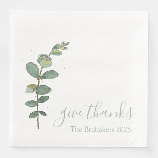 Custom Eukalyptus Modern Danke Erntedank Serviette (Vorderseite)