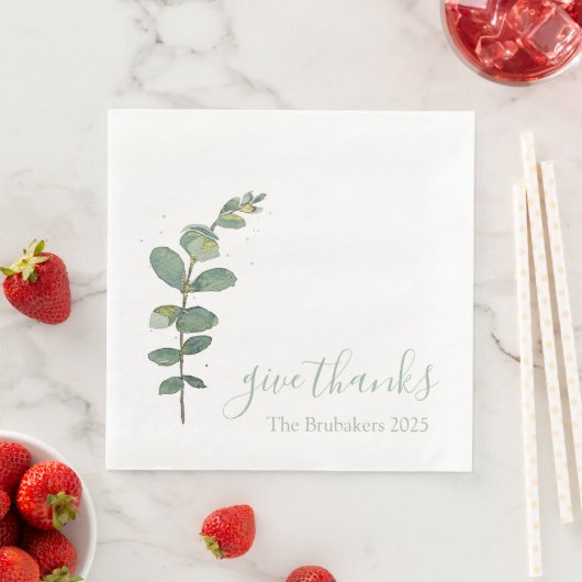 Custom Eukalyptus Modern Danke Erntedank Serviette (Beispiel)