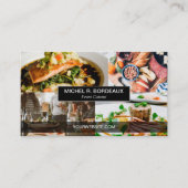 Custom Event Caterer Foto Collage Wood Grain Mod Visitenkarte (Vorderseite)