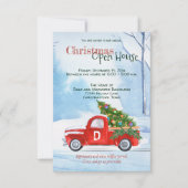 Custom Event Christmas Open House Red Truck Trendy Einladung (Vorderseite)