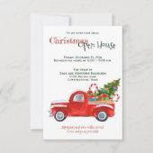 Custom Event Christmas Open House Red Truck Trendy Einladung (Vorderseite)