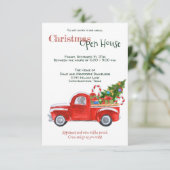 Custom Event Christmas Open House Red Truck Trendy Einladung (Stehend Vorderseite)