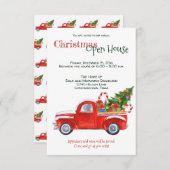 Custom Event Christmas Open House Red Truck Trendy Einladung (Vorne/Hinten)