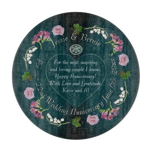 Custom Event Floral Heart Schneidebrett (Vorderseite)