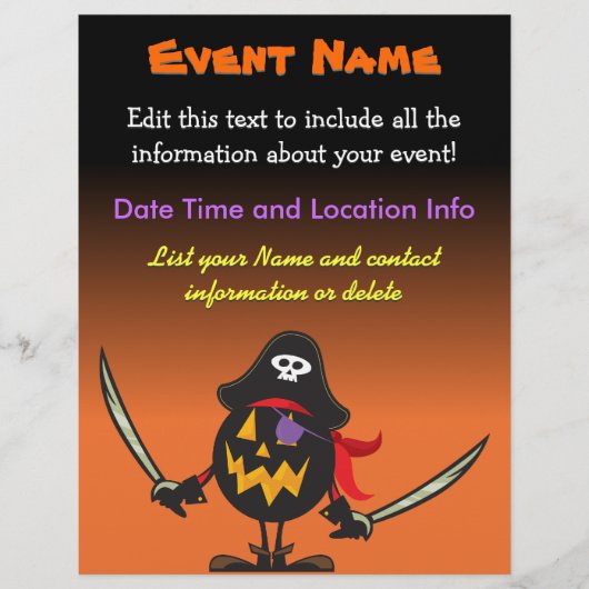 Custom Event Halloween Pirate Pumpkin Flyer (Vorne)