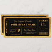 Custom Event Ticket Concept Fake Ticket Black Gold Einladung (Vorne/Hinten)