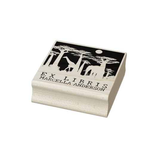 Custom Ex Libris, African Animals Forest Book Gummistempel (Stempel)
