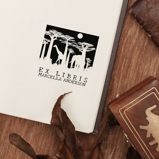 Custom Ex Libris, African Animals Forest Book Gummistempel