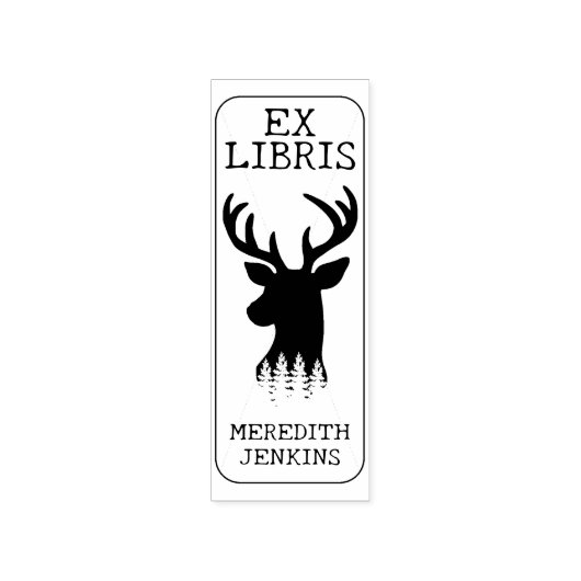 Custom Ex Libris, Deer Book Gummistempel (Prägung)