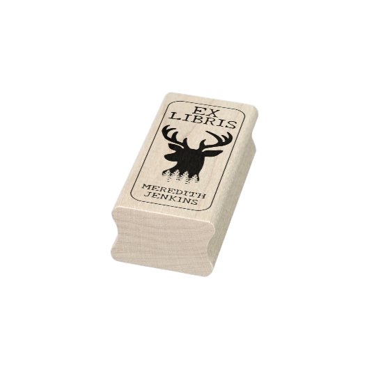 Custom Ex Libris, Deer Book Gummistempel (Stempel)