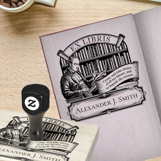 Custom Ex Libris Elegantes Vintages klassisches Zi Gummistempel