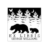 Custom Ex Libris, Forest Bear Book Gummistempel (Prägung)