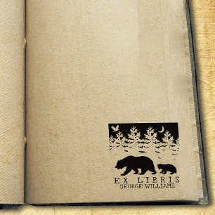 Custom Ex Libris, Forest Bear Book Gummistempel
