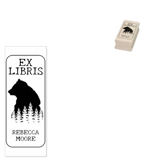 Custom Ex Libris, Forest Bear Library Book Gummistempel (Stempel)