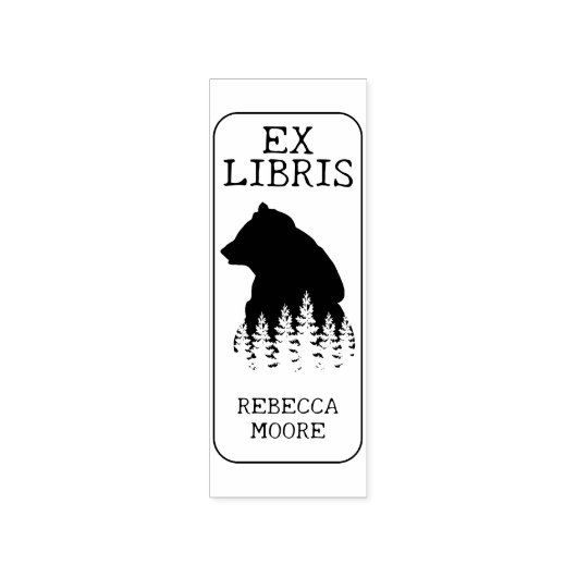 Custom Ex Libris, Forest Bear Library Book Gummistempel (Prägung)