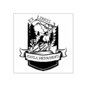 Custom Ex Libris, Forest Deer Book Gummistempel (Prägung)