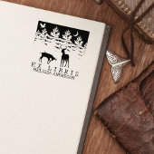 Custom Ex Libris, Forest Deer Book Gummistempel