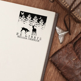 Custom Ex Libris, Forest Deer Book Gummistempel