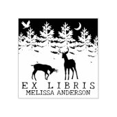 Custom Ex Libris, Forest Deer Book Gummistempel (Prägung)