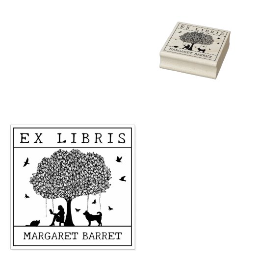 Custom Ex Libris, Forest Fox Book Gummistempel (Stempel)