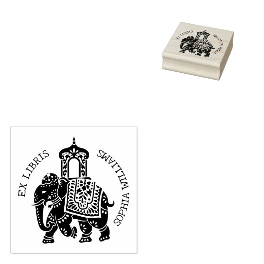 Custom Ex Libris, Indian Elephant Book Gummistempel (Stempel)