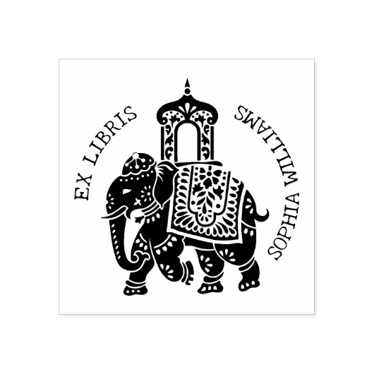 Custom Ex Libris, Indian Elephant Book Gummistempel (Prägung)