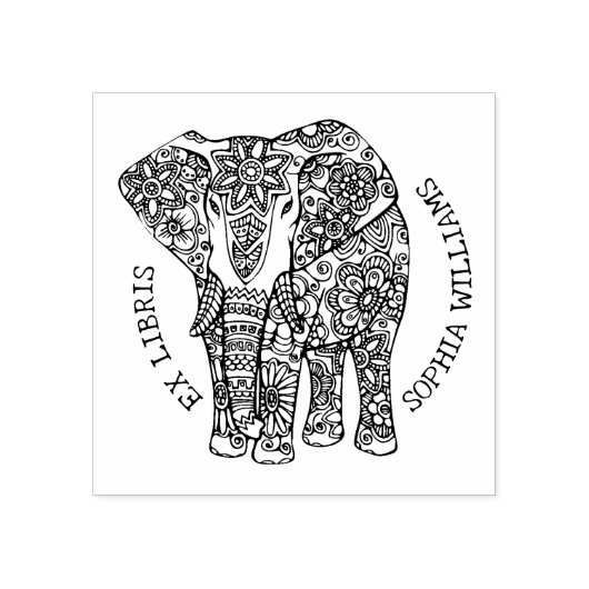 Custom Ex Libris, Indian Elephant Book Gummistempel (Prägung)