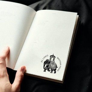 Custom Ex Libris, Indian Elephant Book Gummistempel