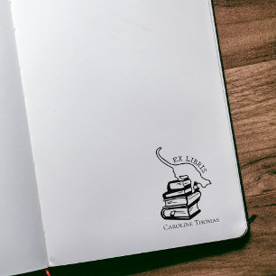 Custom Ex Libris, Library Niedlich Cat Book Gummistempel