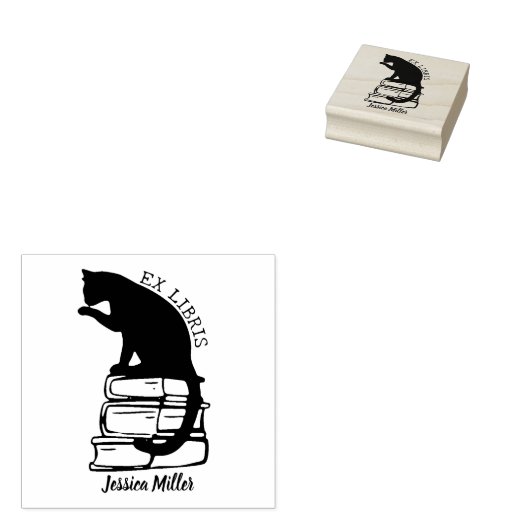 Custom Ex Libris, Modernes Library Niedlich Cat Bo Gummistempel (Stempel)