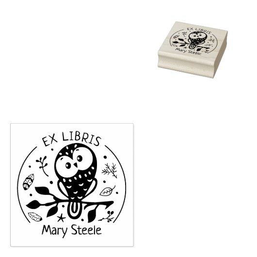 Custom Ex Libris, Niedliches Eule Book Gummistempel (Stempel)