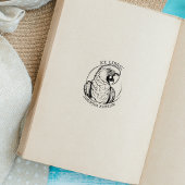 Custom Ex Libris Parrot Bird, Library Animal Gummistempel