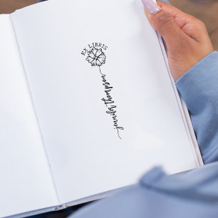 Custom Ex Libris, Script Blume Book Gummistempel