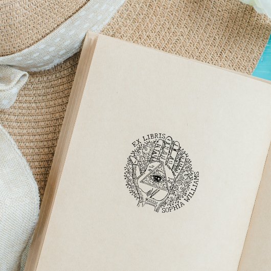 Custom Ex Libris, Spirituelle Hand, Hamsa Buch Gummistempel