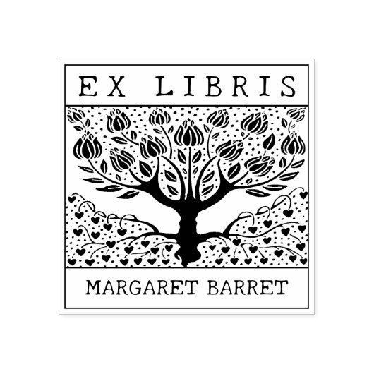 Custom Ex Libris, Tree Book Gummistempel (Prägung)