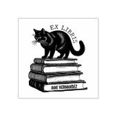 Custom Ex Libris, Vintages Cat Book Gummistempel (Prägung)