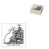 Custom Ex Libris, Vintages Niedliches Katzen-Buch Gummistempel (Stempel)